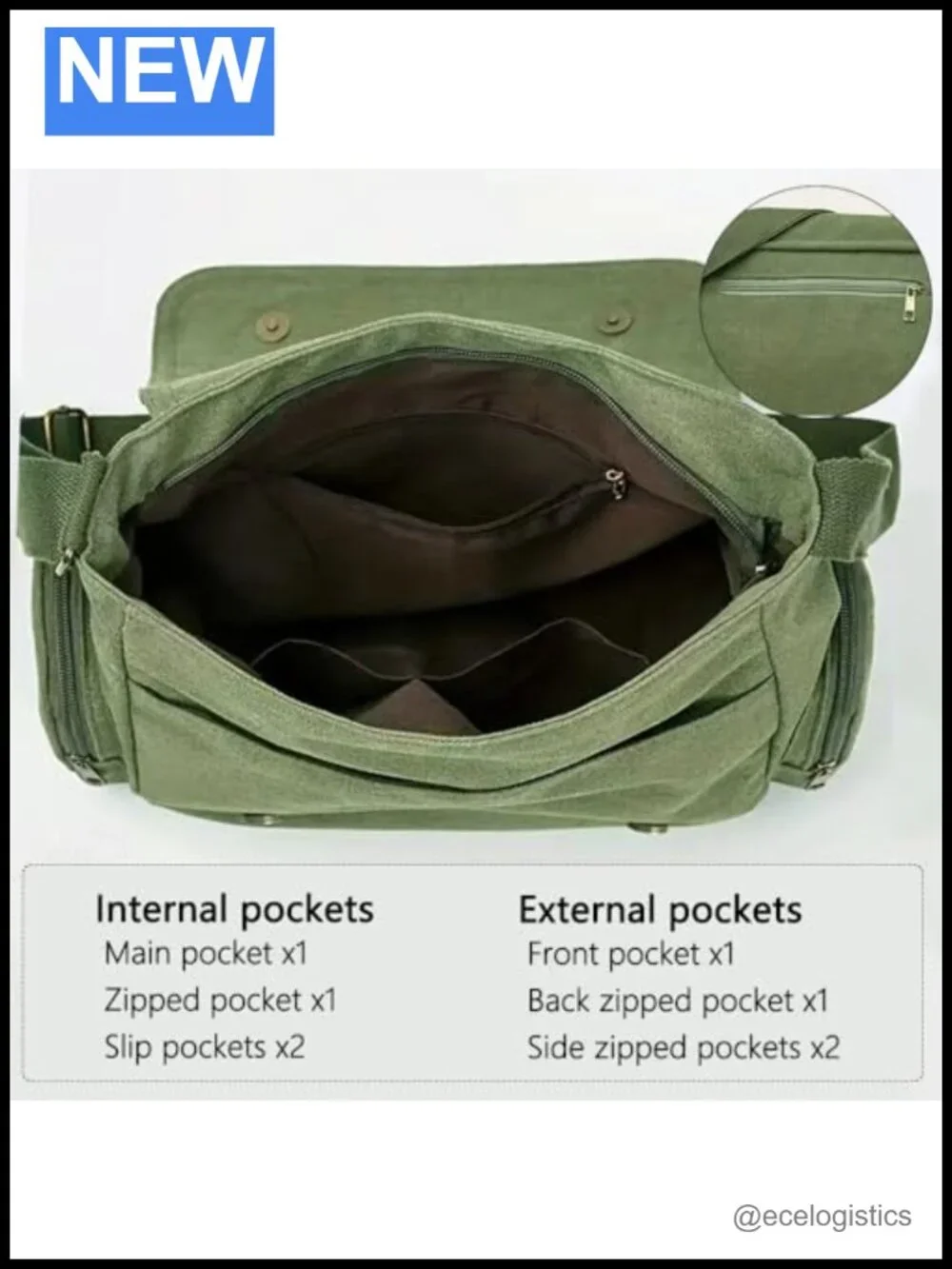 Printed Canvas Messenger Bag Crossbody Shoulder Purse with Pockets Travel Work